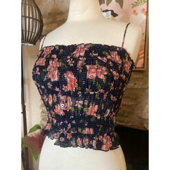 🌸 NWT - Smocked Floral Tube Top - Free People 🌸 Size S - Picture 1 of 7